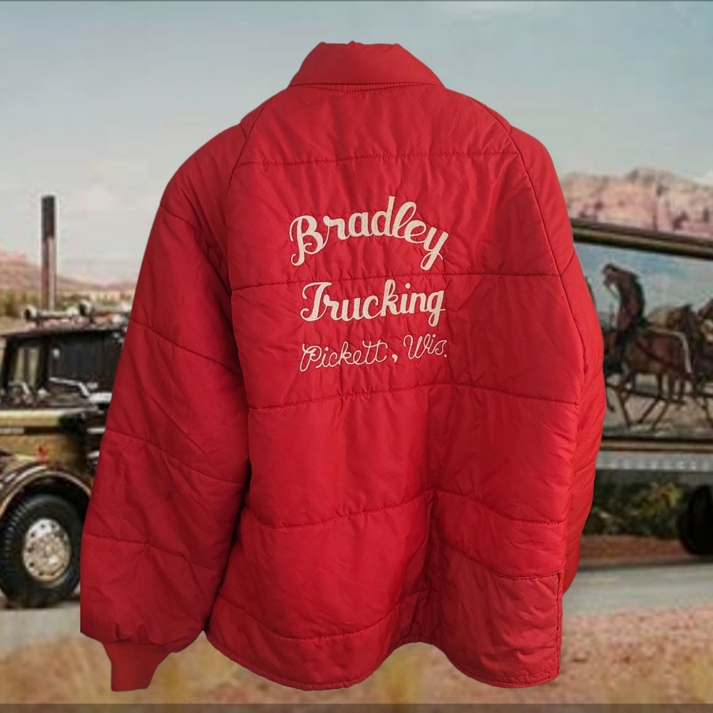 Vintage 70s Red Bradley Trucking Jacket